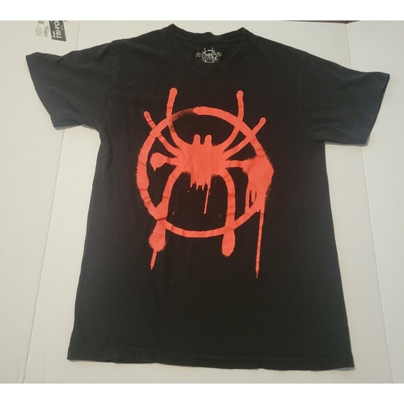 Marvel Tops - Miles Morales Spider-Man: Into The Spider-Verse Logo Black T-Shirt Unisex Small